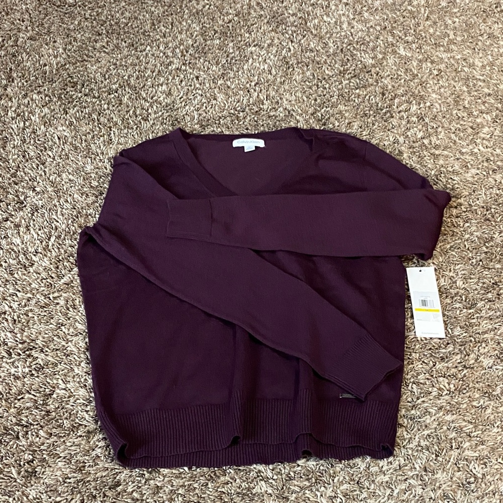 Calvin Klein Deep Purple V-Neck Sweater